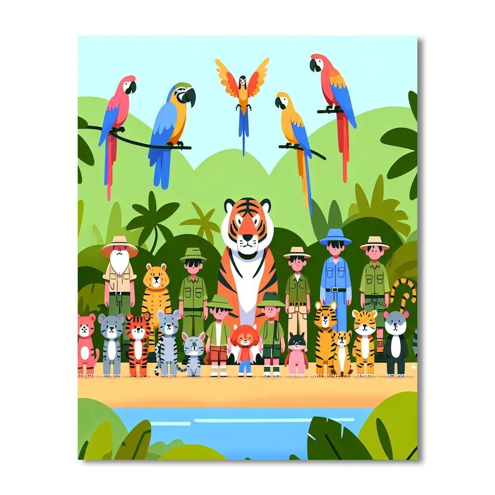 Safari Expedition With Jungle Animals Painting By Numbers Kit