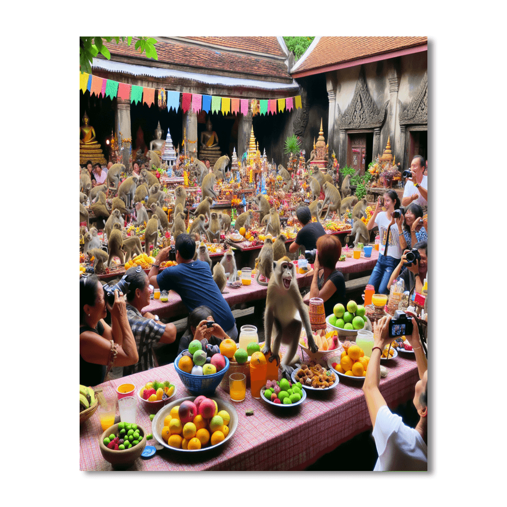 Lopburi Monkey Festival - Thailand DIY Paint By Numbers
