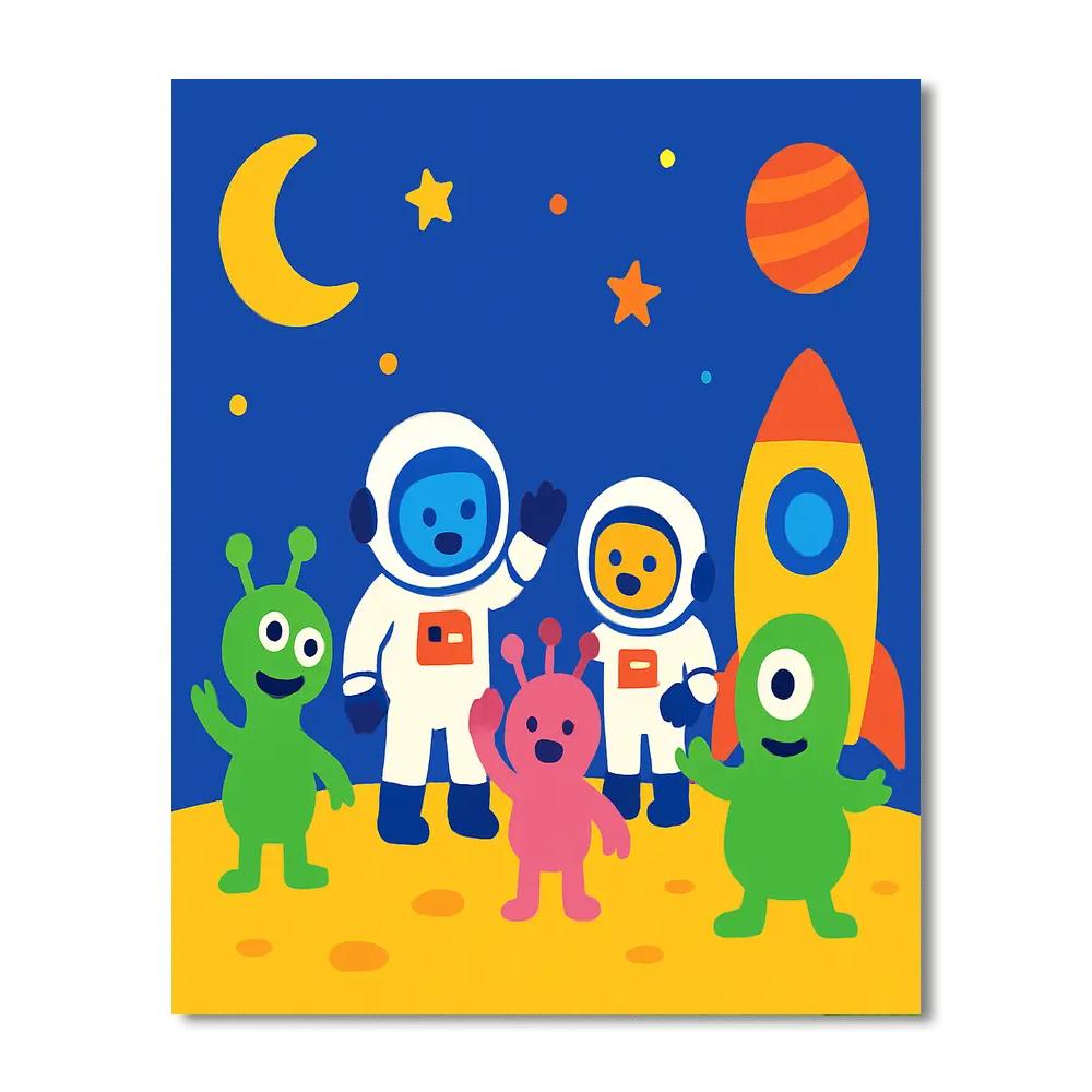 Space Aliens And Astronauts Painting By Numbers Kit
