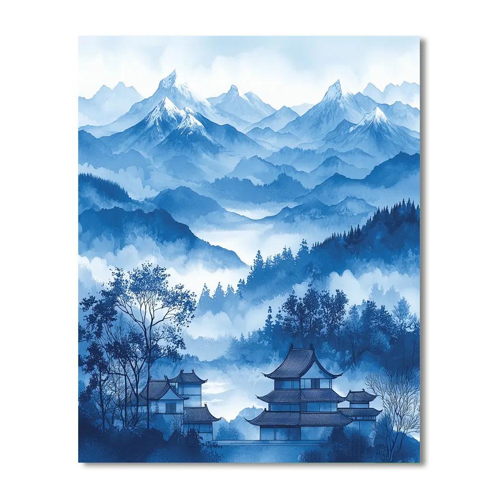 Utagawa Hiroshige Inspired Harmonic Echoes Of Snow-Capped Peaks  Painting By Numbers Kit