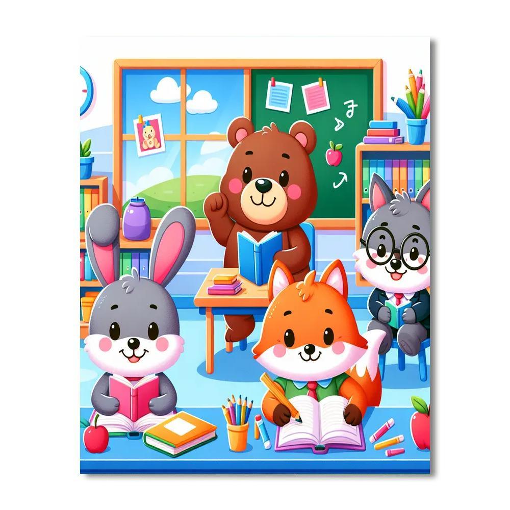 Adorable Animal School Day Paint By Numbers Kits