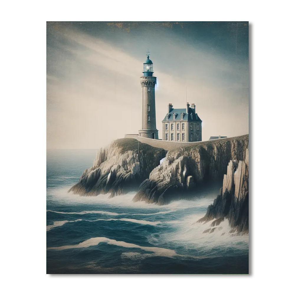 Historic Lighthouse On Clifftop Numbered Painting Kits