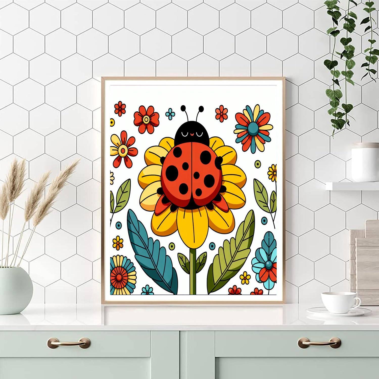 Charming Ladybug Landing Paint By Number