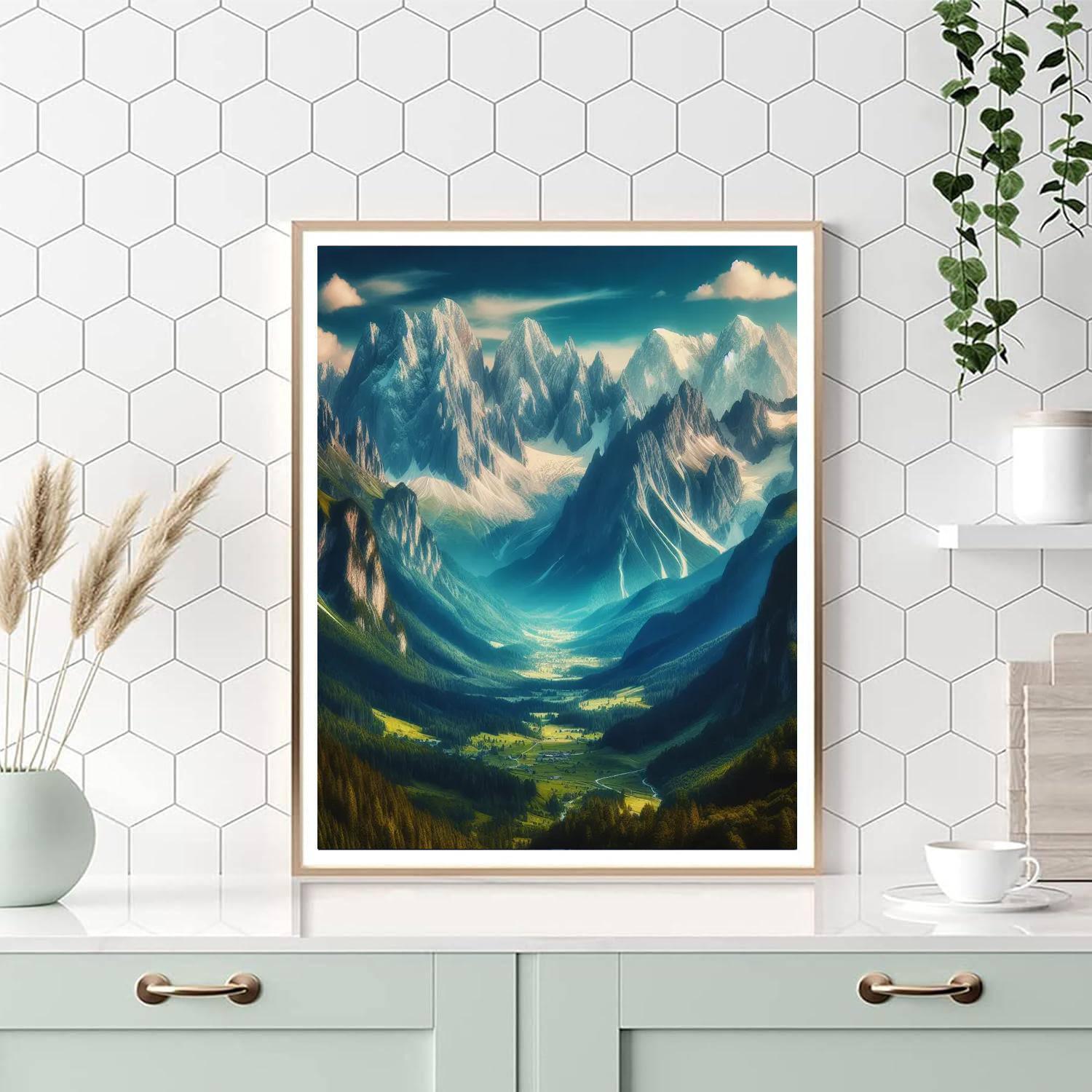 Majestic Mountain Tranquility Numbered Painting Kits