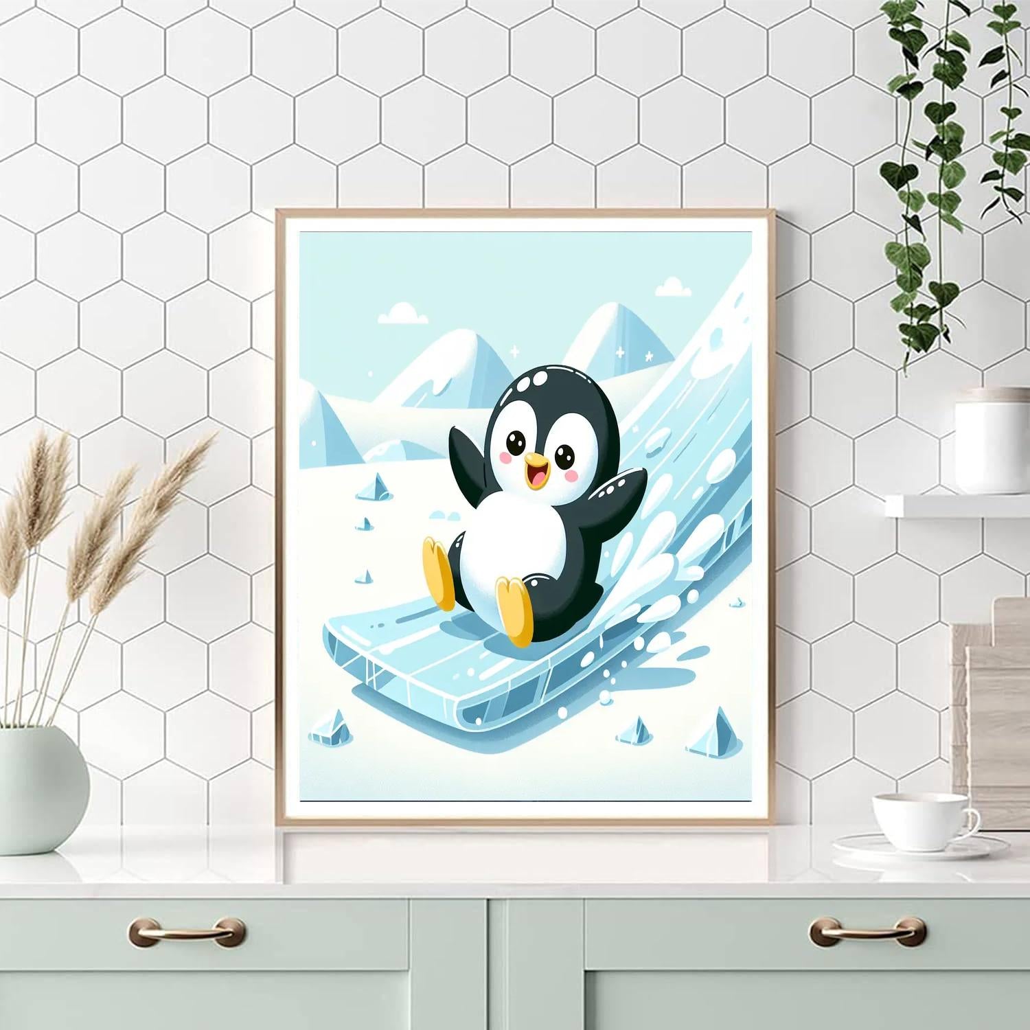 Spunky Penguin Number Painting