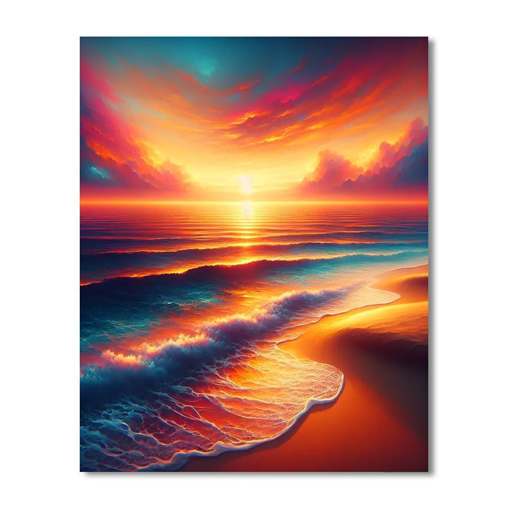 Golden Sunset Beach Paint By Numbers Art