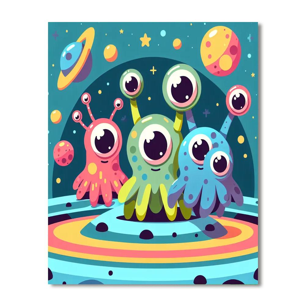 Galactic Alien Friends Paint By Numbers
