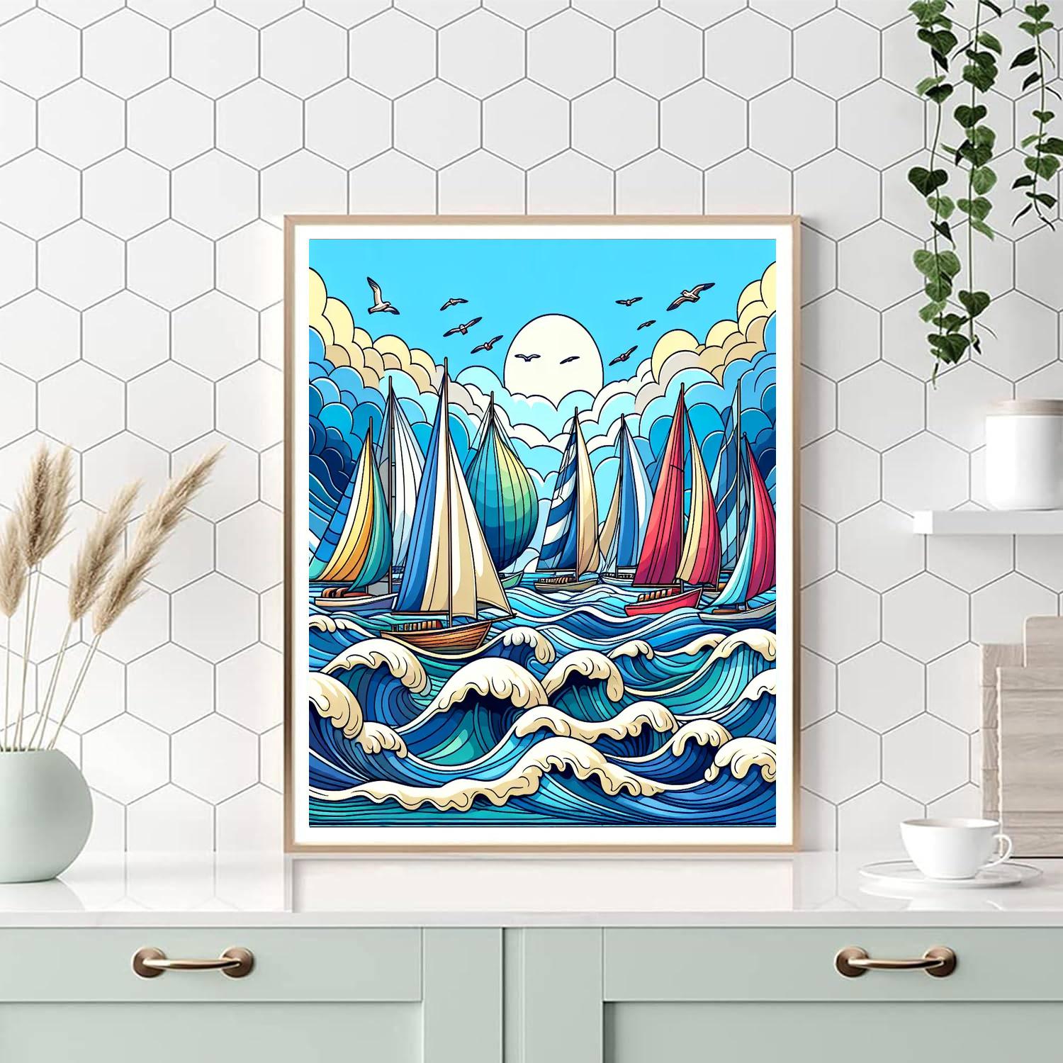 Sailboat Regatta Race Numbered Painting Kits