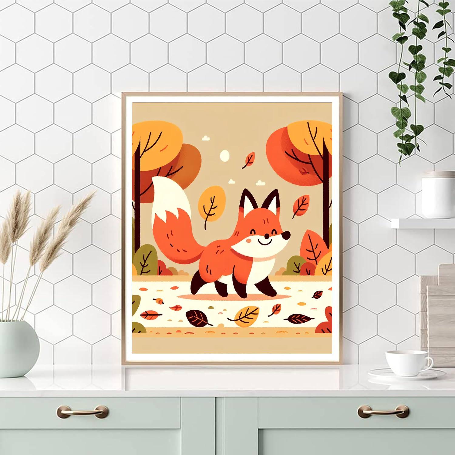 Fuzzy Fox's Autumn Stroll Numbered Painting Kits