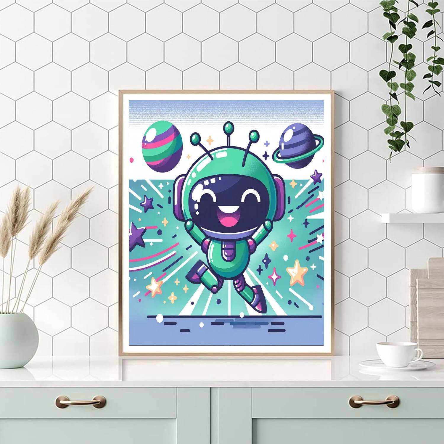 Bouncy Robot Alien Number Painting