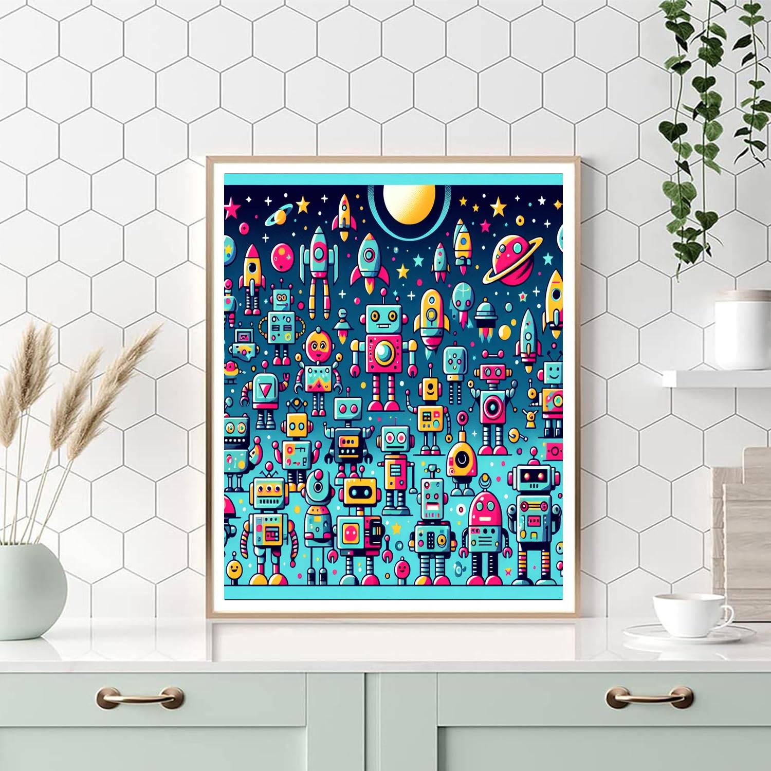 Galactic Robot Party Numbered Painting Kits