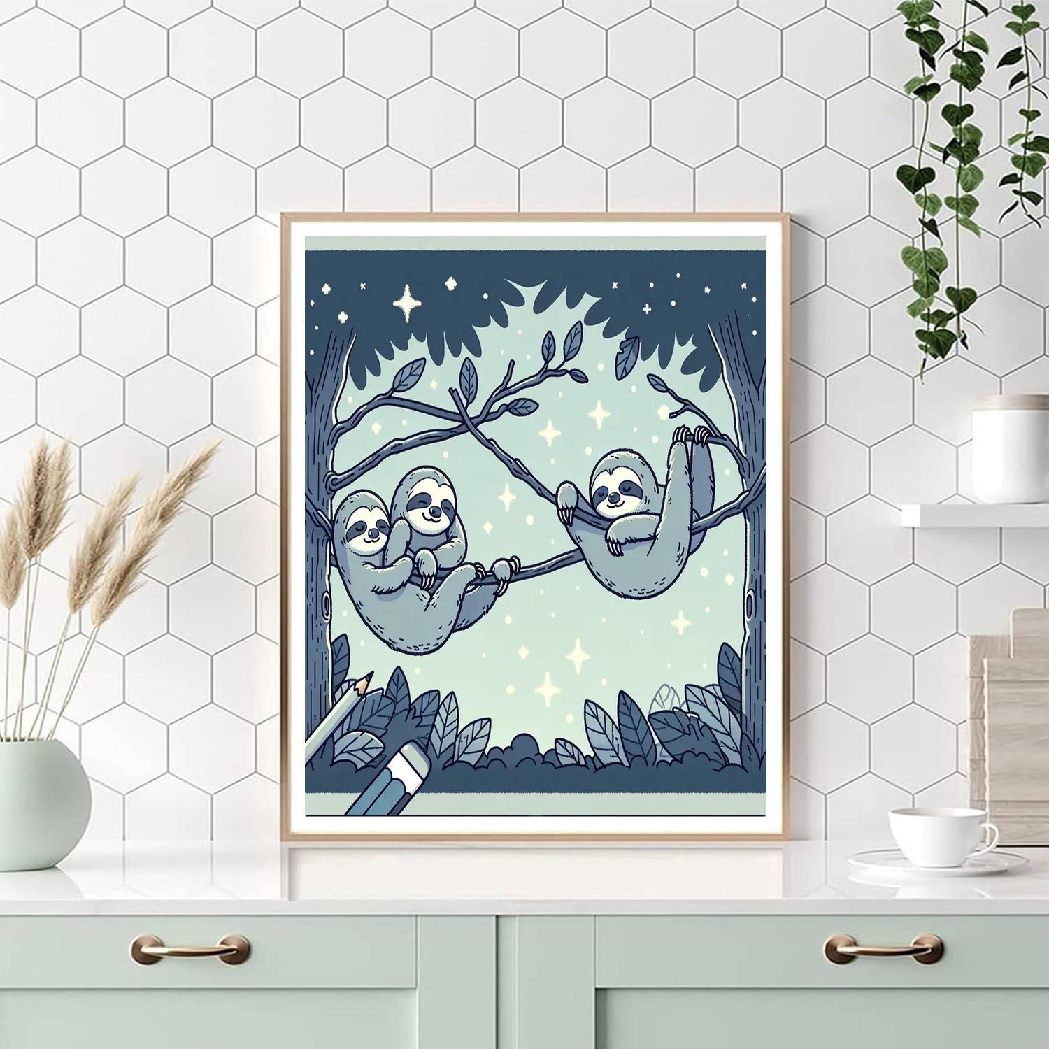 Starry Sloths Paint By Numbers Art