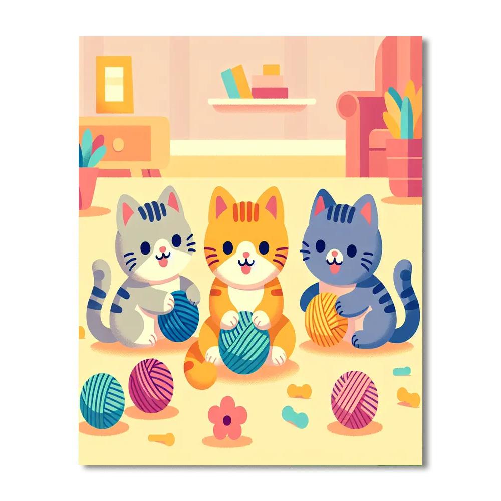 Cuddly Kittens And Yarn Painting By Numbers Kit