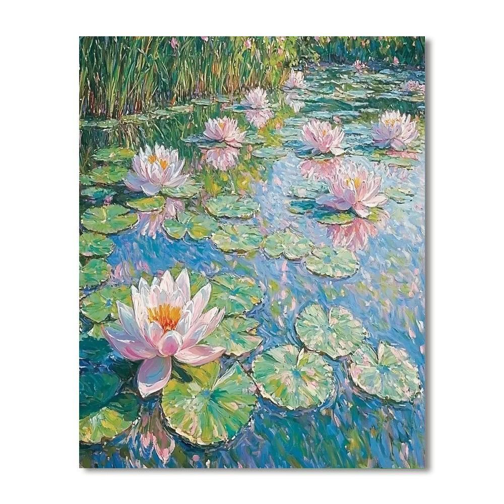 Claude Monet Inspired Romantic Waterlilies Scene  Paint By Numbers