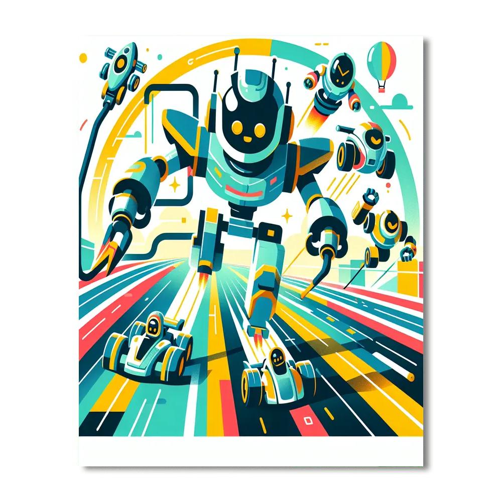 Robot Racing Circuit DIY Paint By Numbers