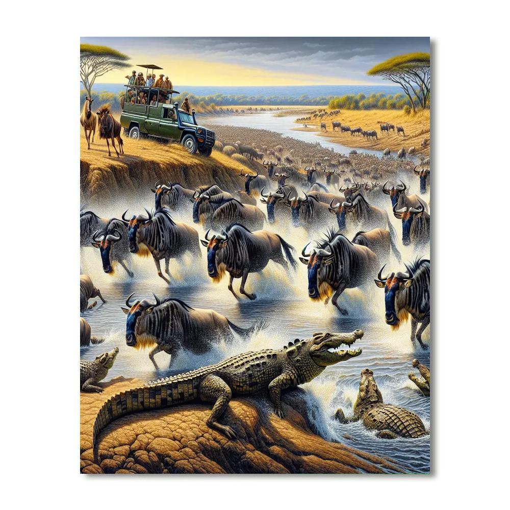 Wildebeest Migration Festival Number Painting