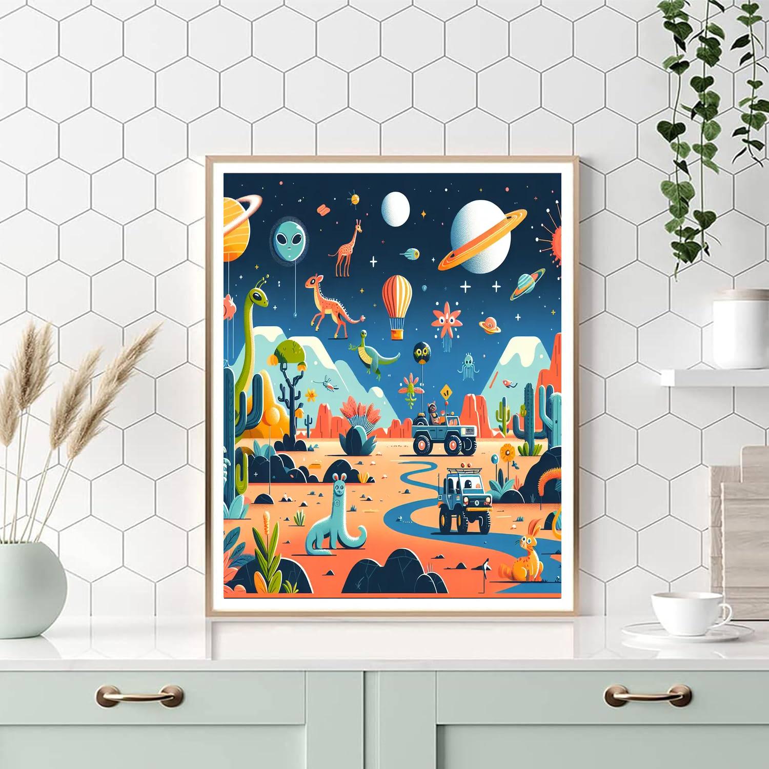 Spacey Safari Paint By Numbers Art