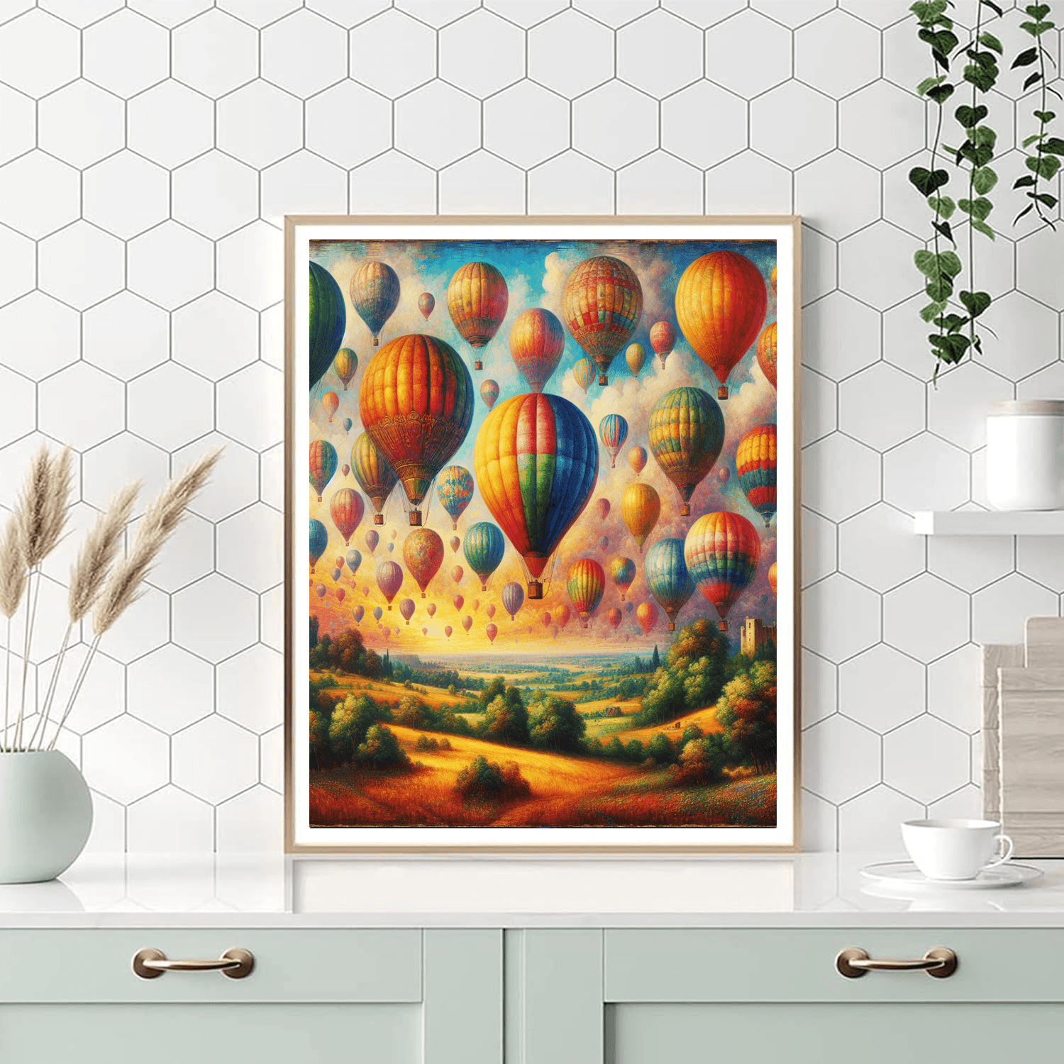 Vintage Hot Air Balloon Festival Painting Number Kit