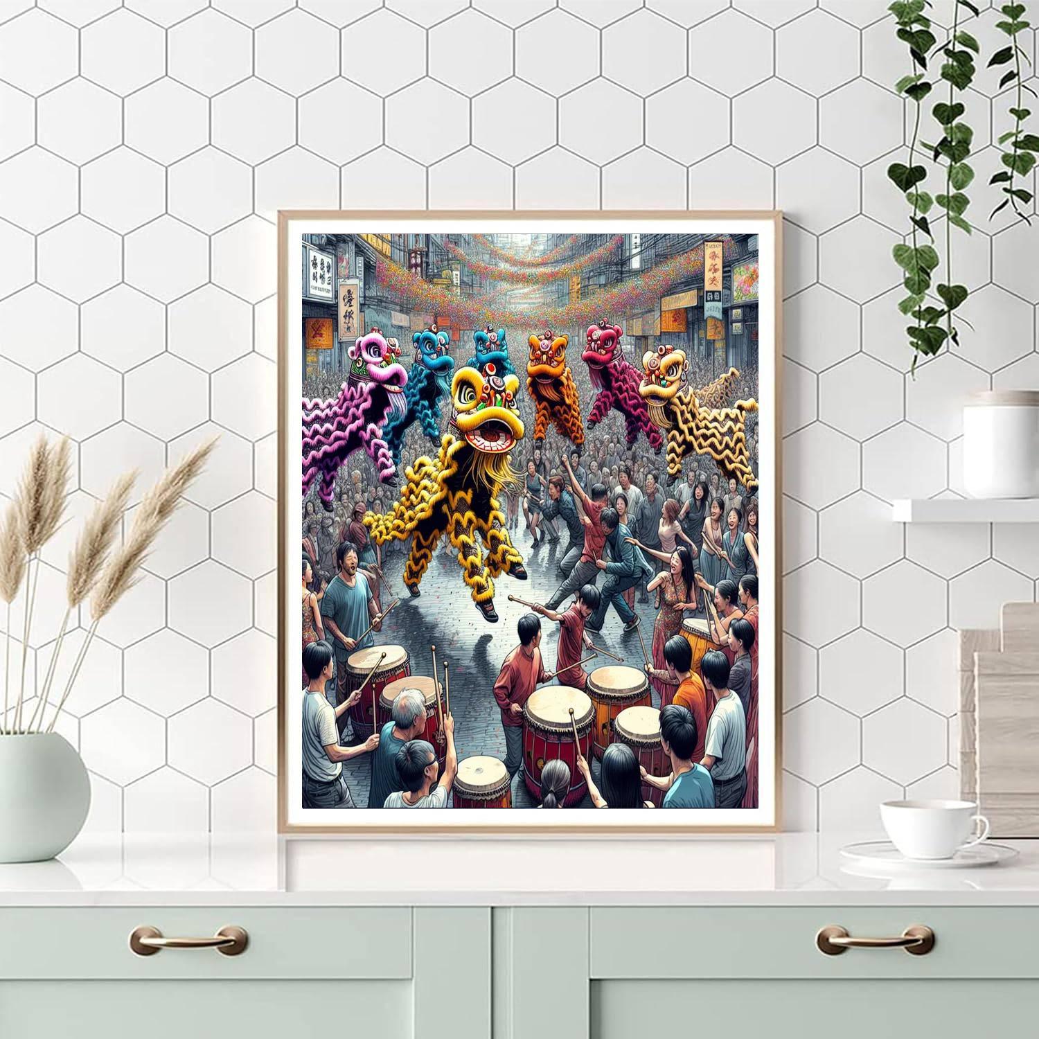 Festival Of The Lion Dancers - Vietnam Number Painting