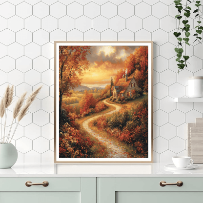 Thomas Kinkade Inspired Autumn In The Countryside  Painting By Numbers Kit