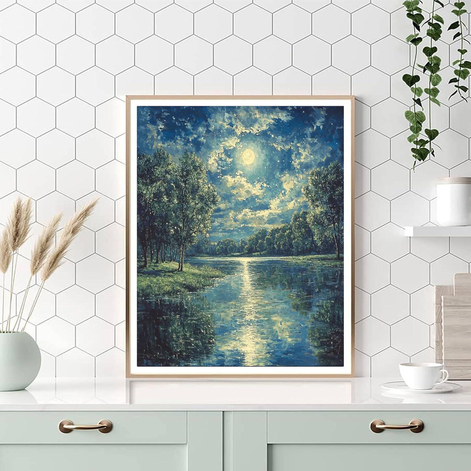 John Constable Inspired Moonlit Reflection  Paint By Numbers Kits
