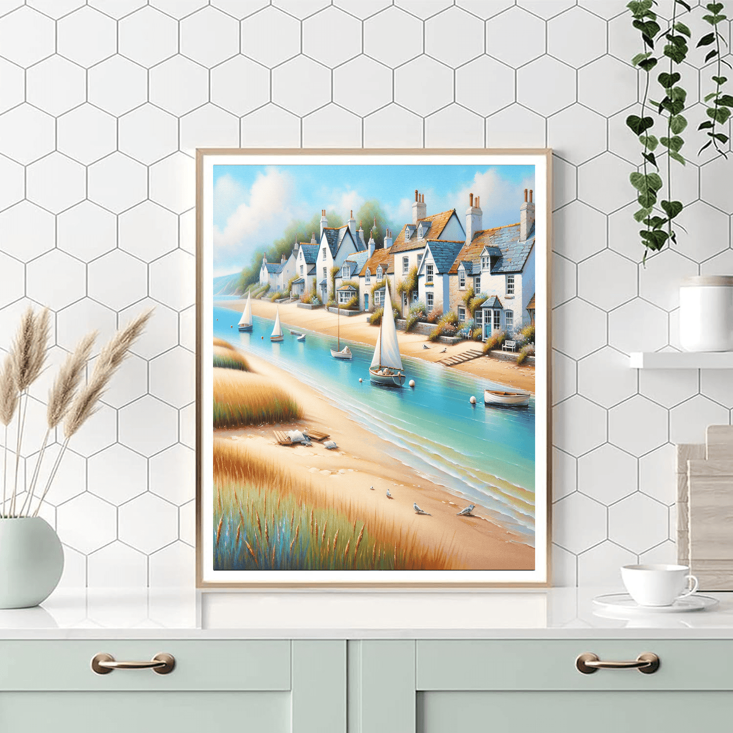 Breezy Coastal Village Number Painting