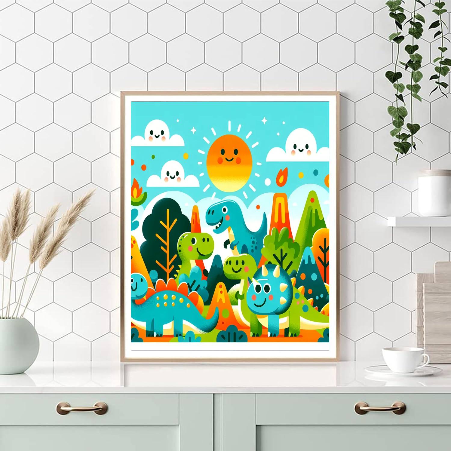 Cheerful Dino Days DIY Paint By Numbers