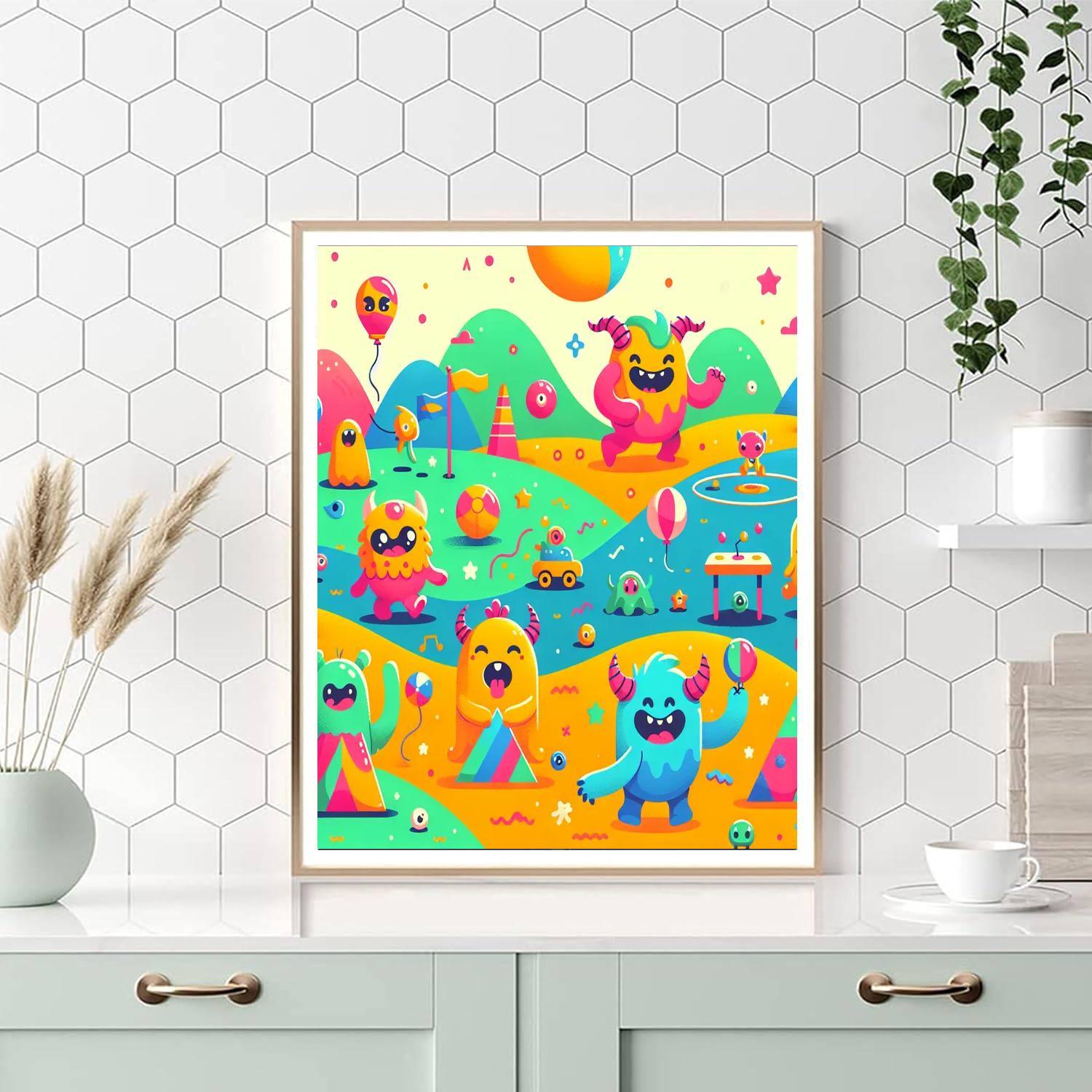 Silly Monsters Playing Together Painting By Numbers Kit