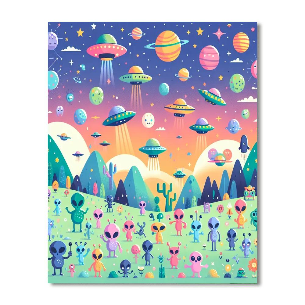 Friendly Alien Encounters Paint By Color