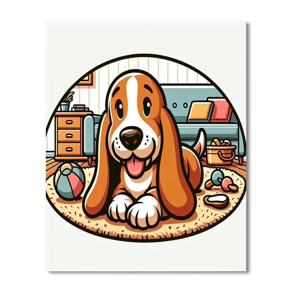 Bubbly Basset Hound Paint By Numbers Kits