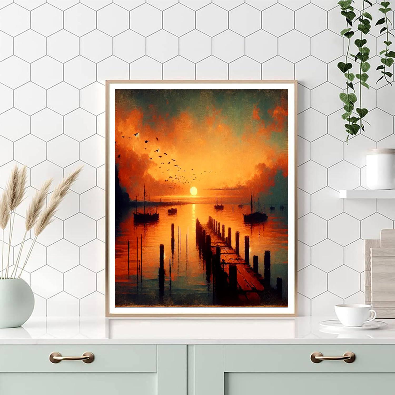 Romantic Sunset Pier Painting By Numbers Kit