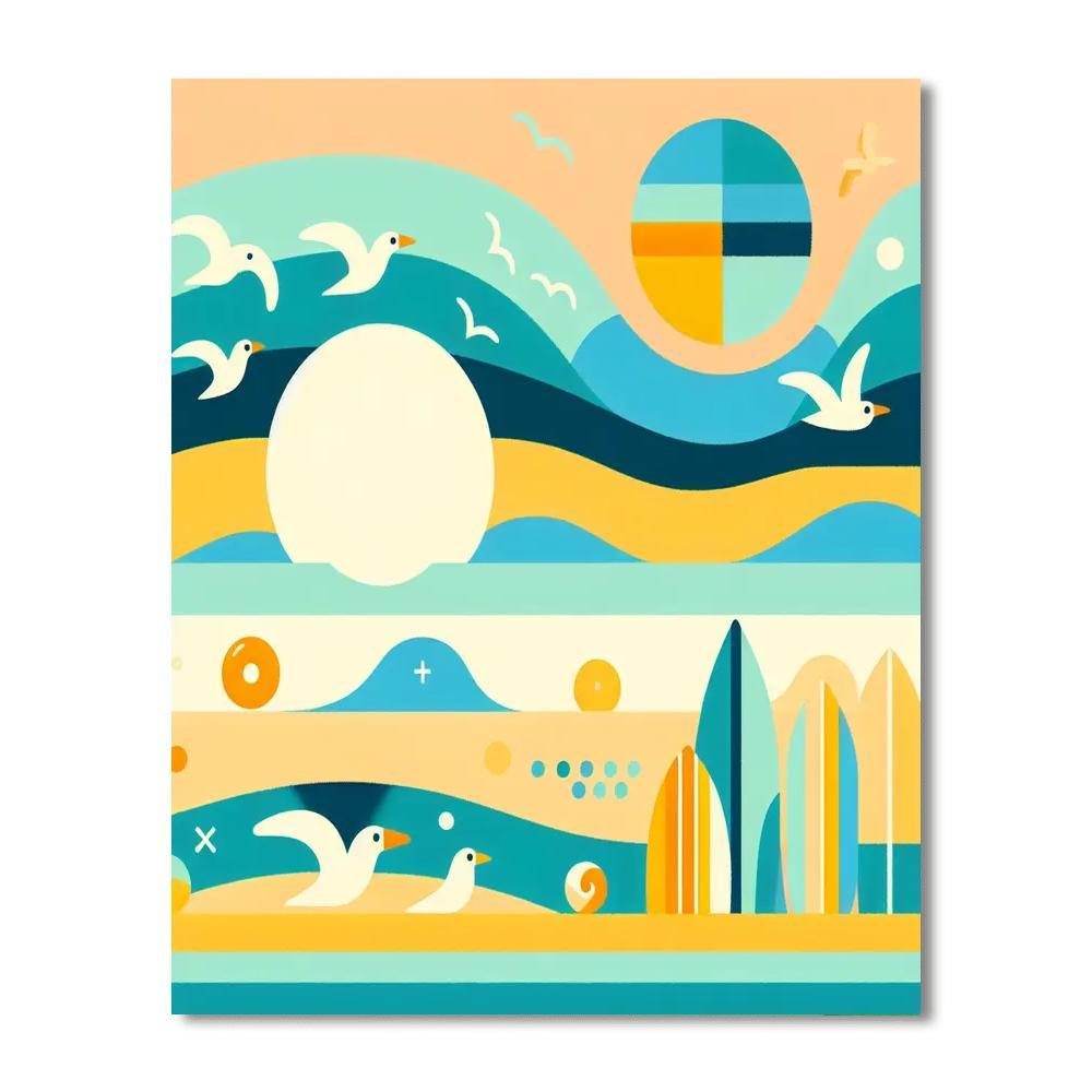 Artistic Ocean Waves Number Painting