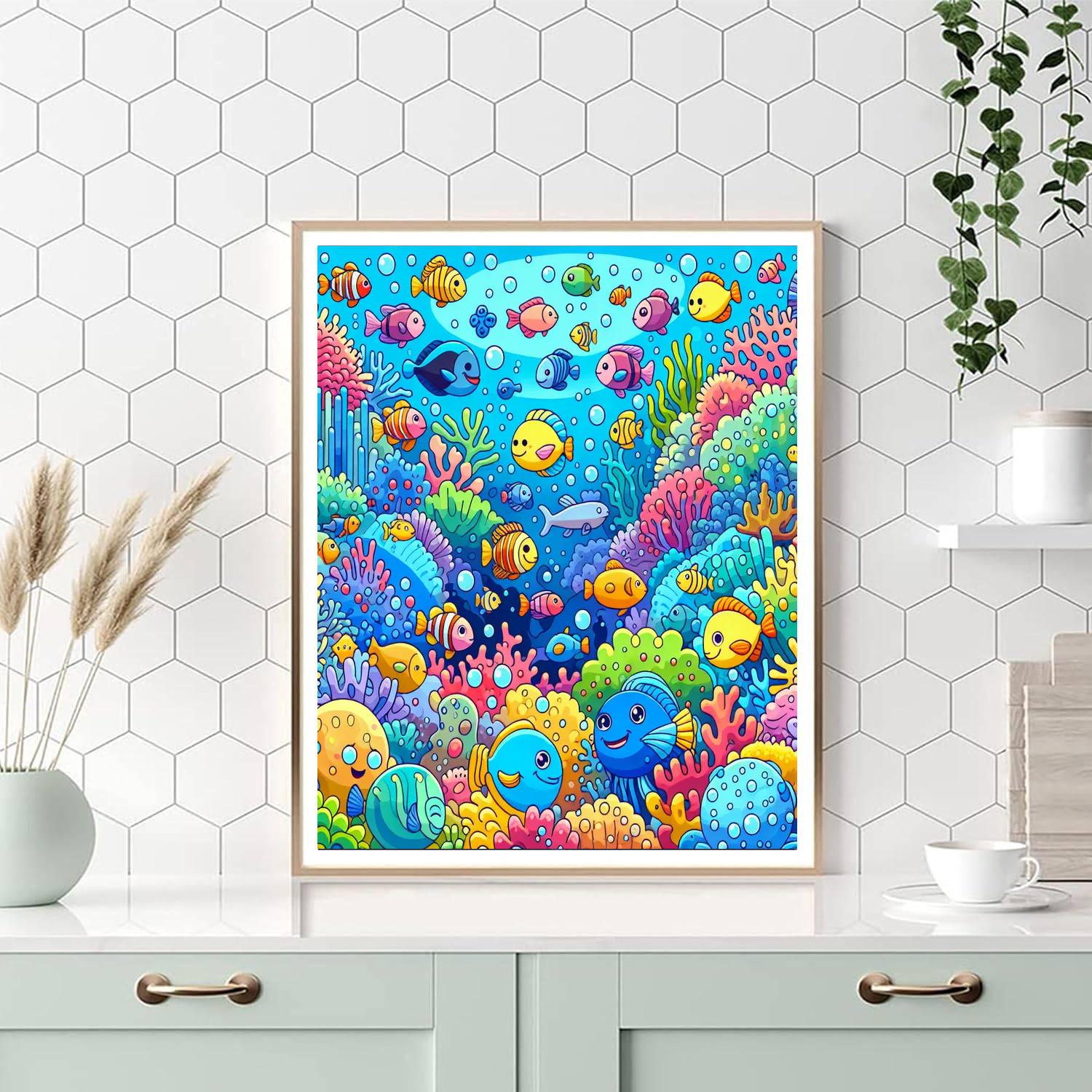 Playful Underwater Friends DIY Paint By Numbers