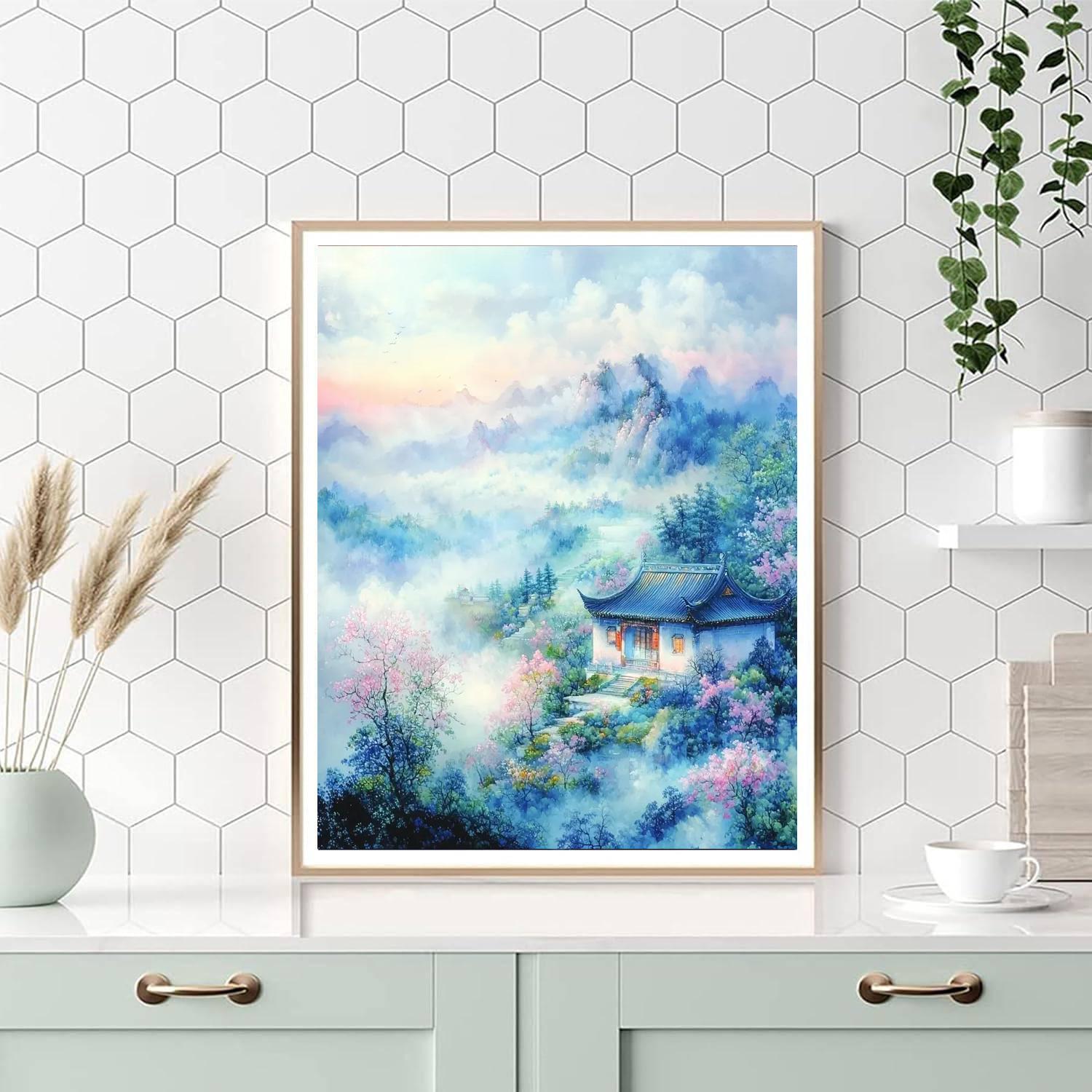 Zhao Mengfu Inspired Garden Of Clouds  Numbered Painting Kits