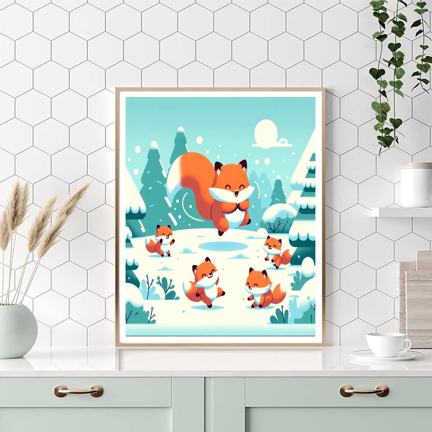 Fluffy Fox Frolic Number Painting