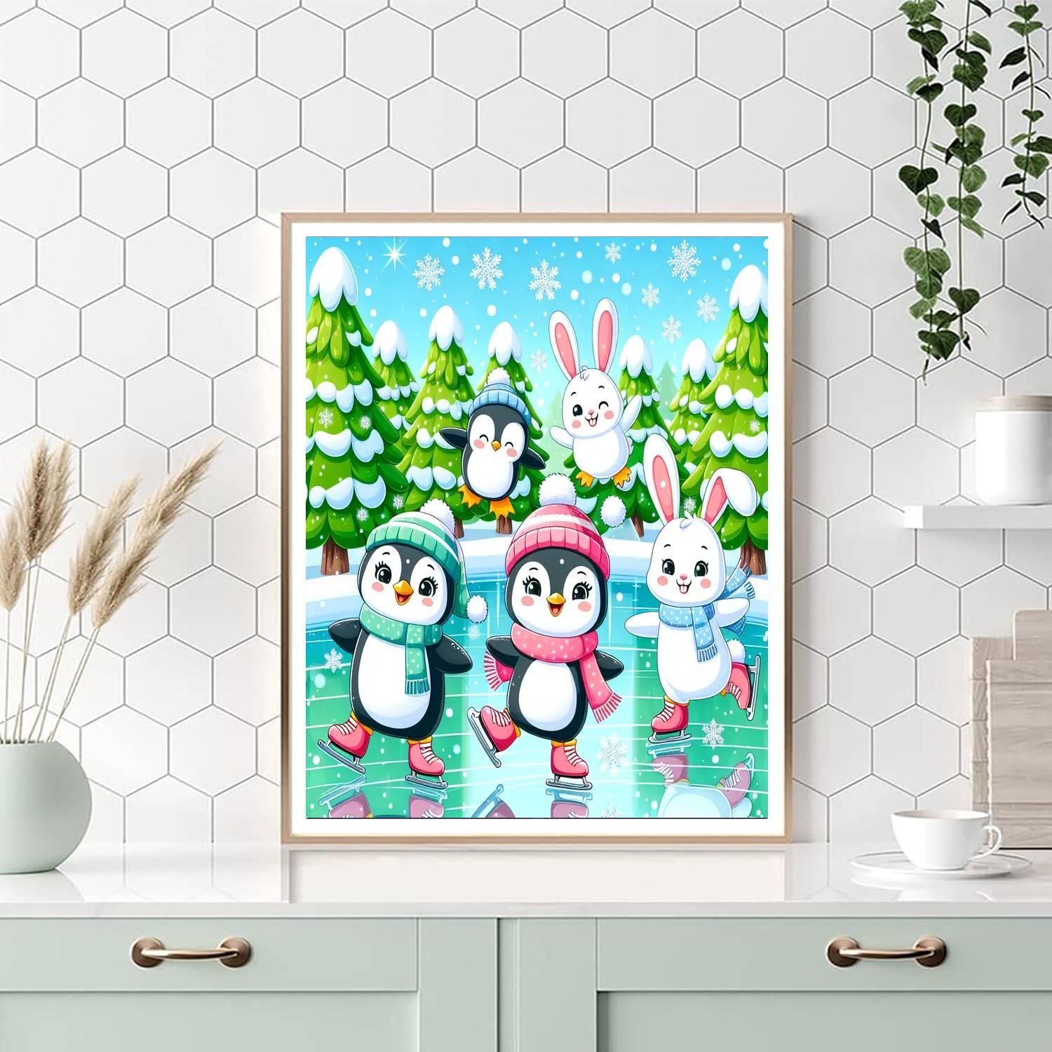 Cuddly Critters On Ice Paint By Numbers