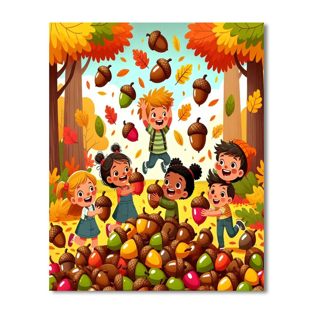 Autumn Acorn Hunt Number Painting