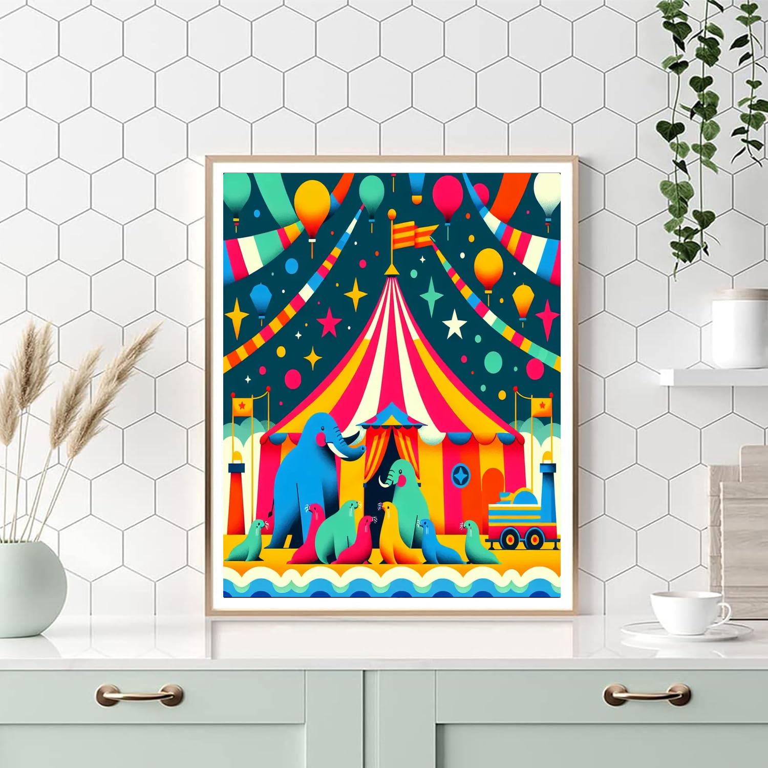 Animal Circus Spectacle Painting Number Kit