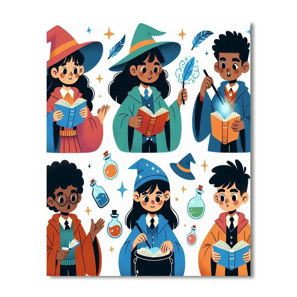 Friendly Wizard School Paint By Numbers Art