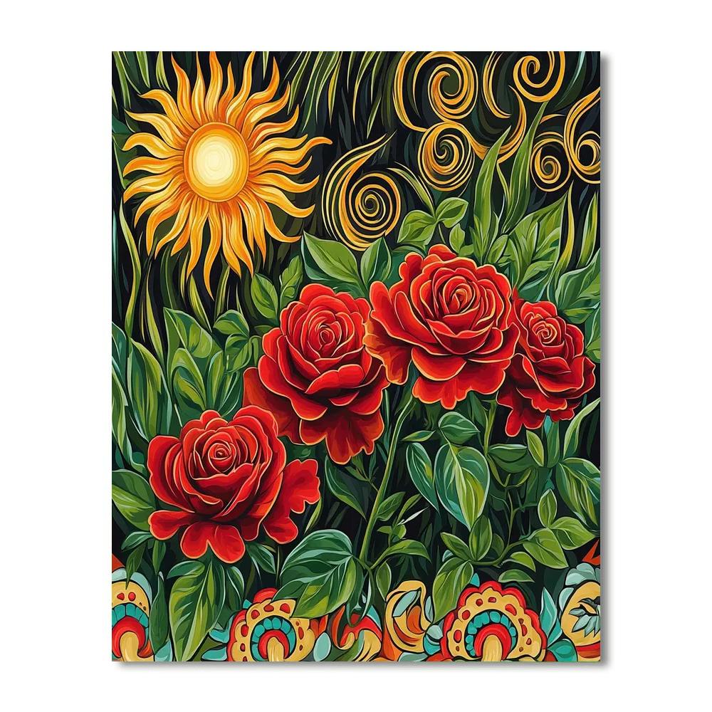 Frida Kahlo Inspired Serenade Of Sunlit Blooms  Numbered Painting Kits