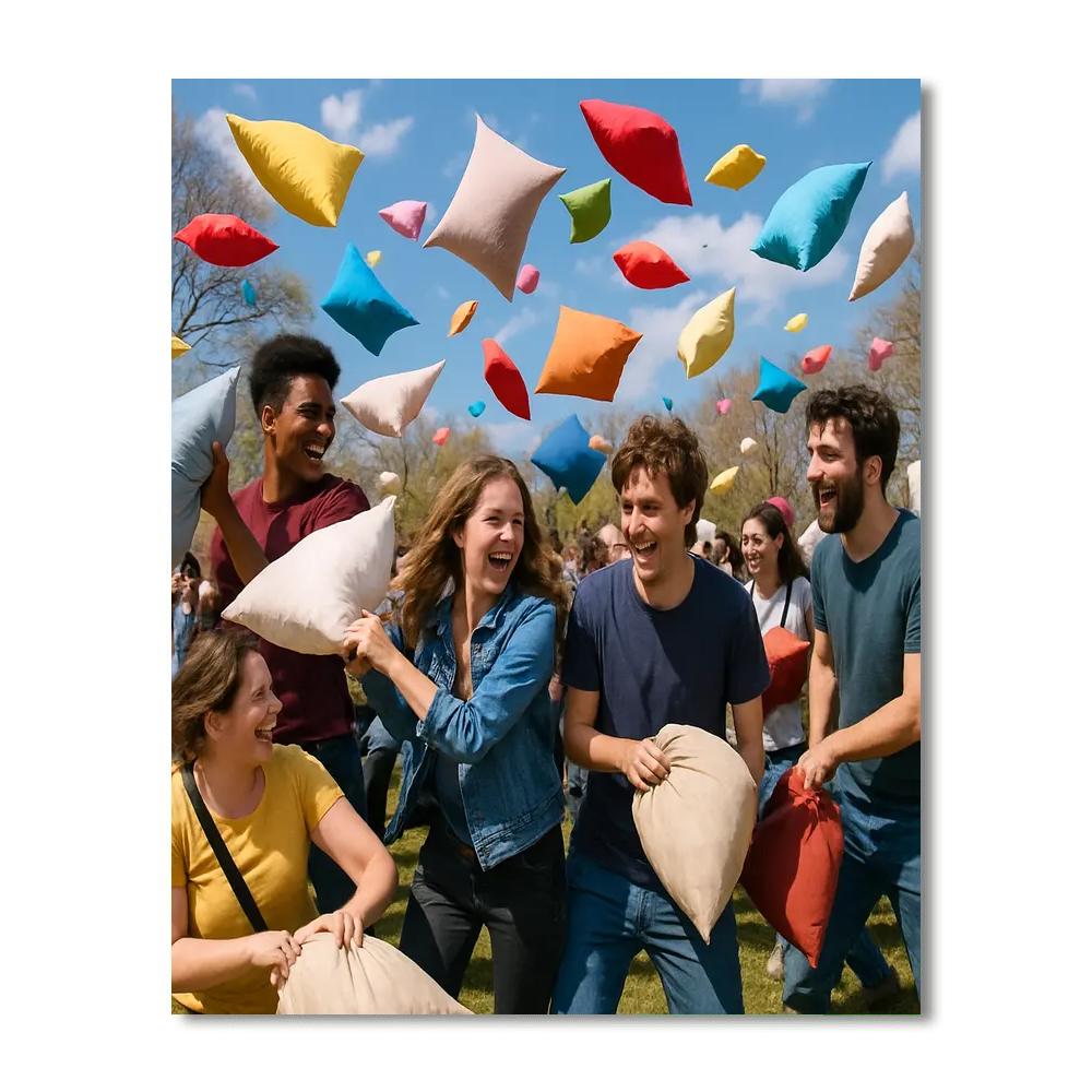 International Pillow Fight Day Painting By Numbers Kit