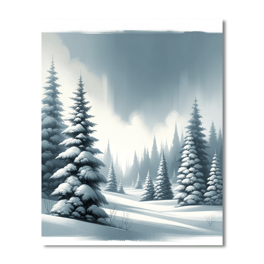 Winter's Whispering Pines Number Painting