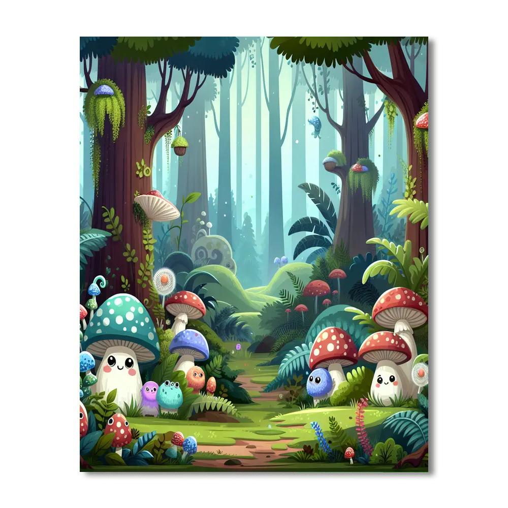 Mystical Mushroom Quest Number Painting