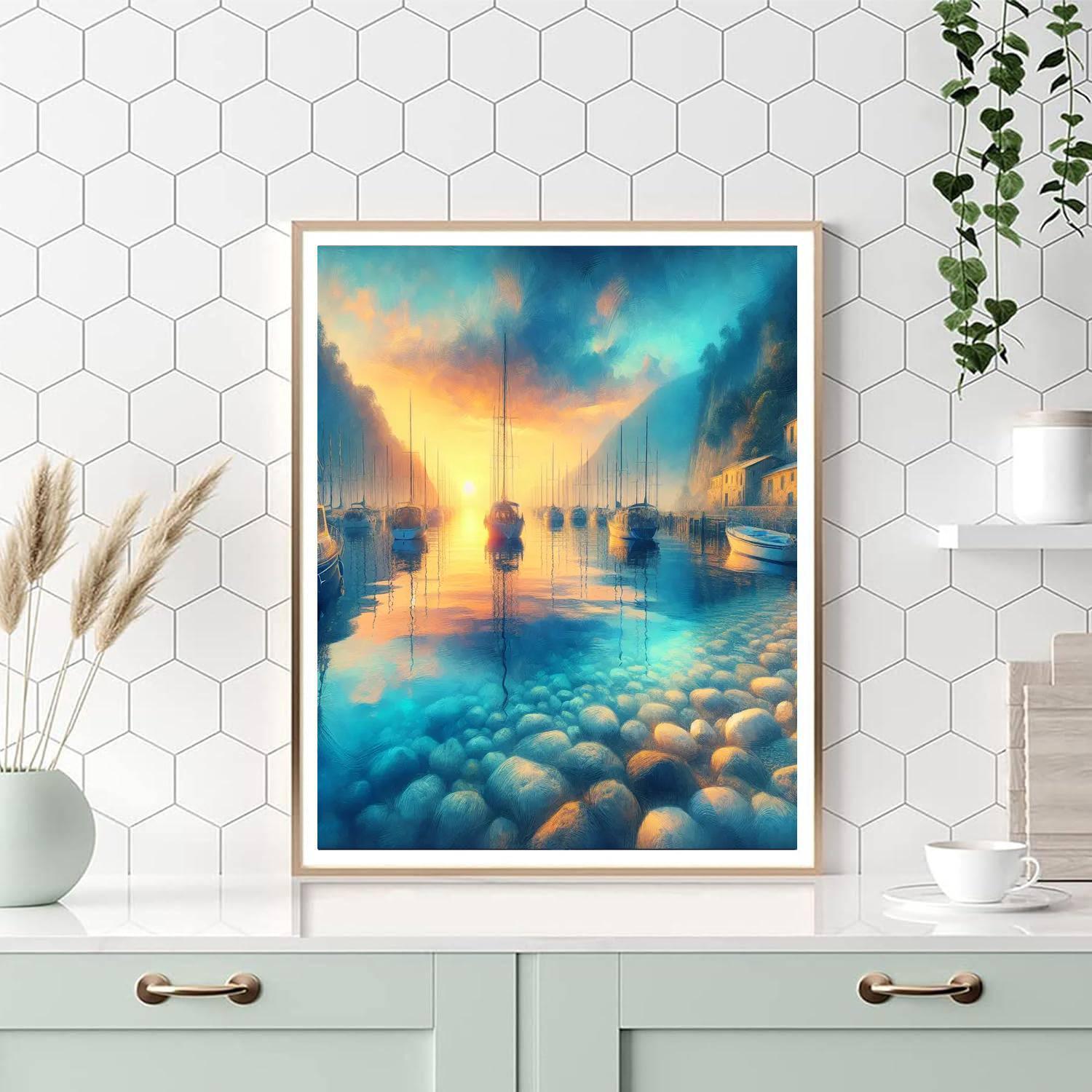 Sunset Harbor View DIY Paint By Numbers