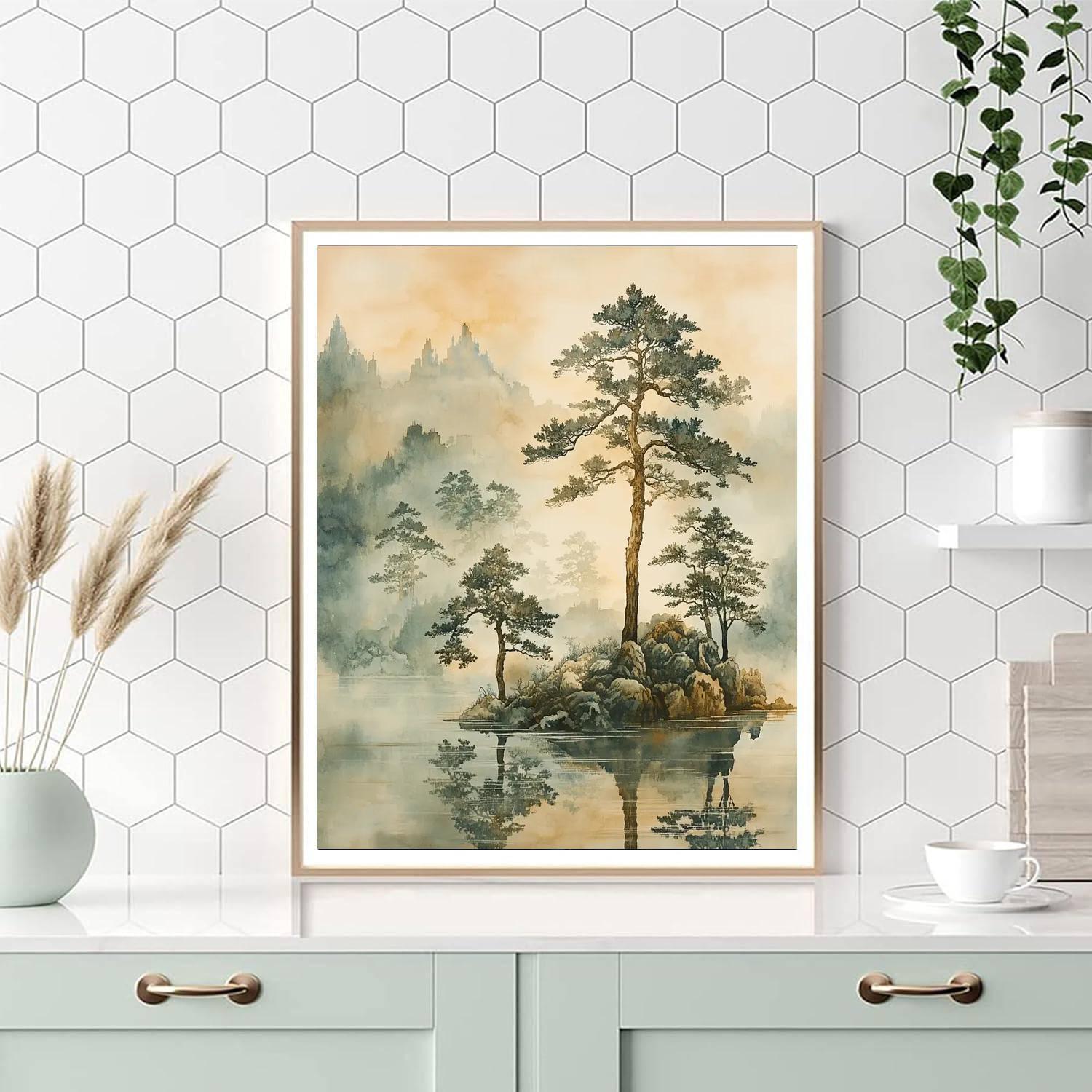 Zhao Mengfu Inspired Harmony Of Ancient Trees  Paint By Color