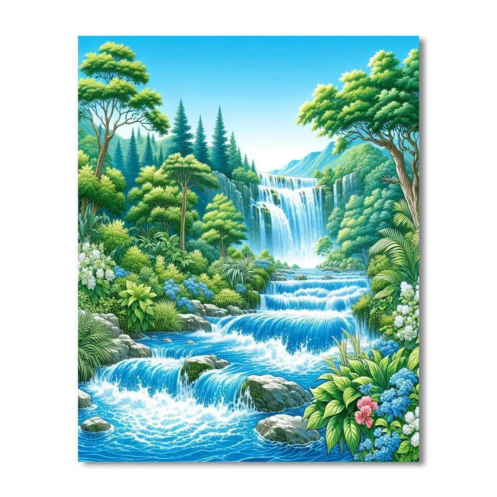 Vibrant Waterfall Cascade Paint By Number