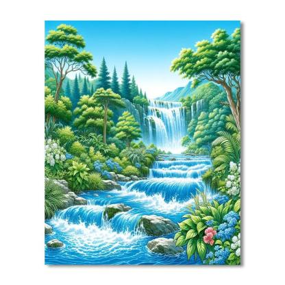 Vibrant Waterfall Cascade Paint By Number