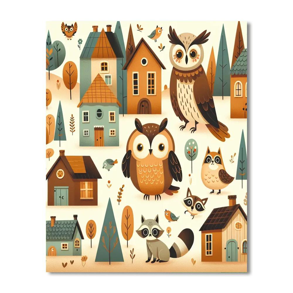 Quaint Woodland Village Painting By Numbers Kit