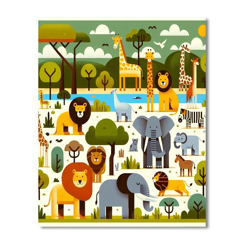 Zoo Animals Painting Number Kit