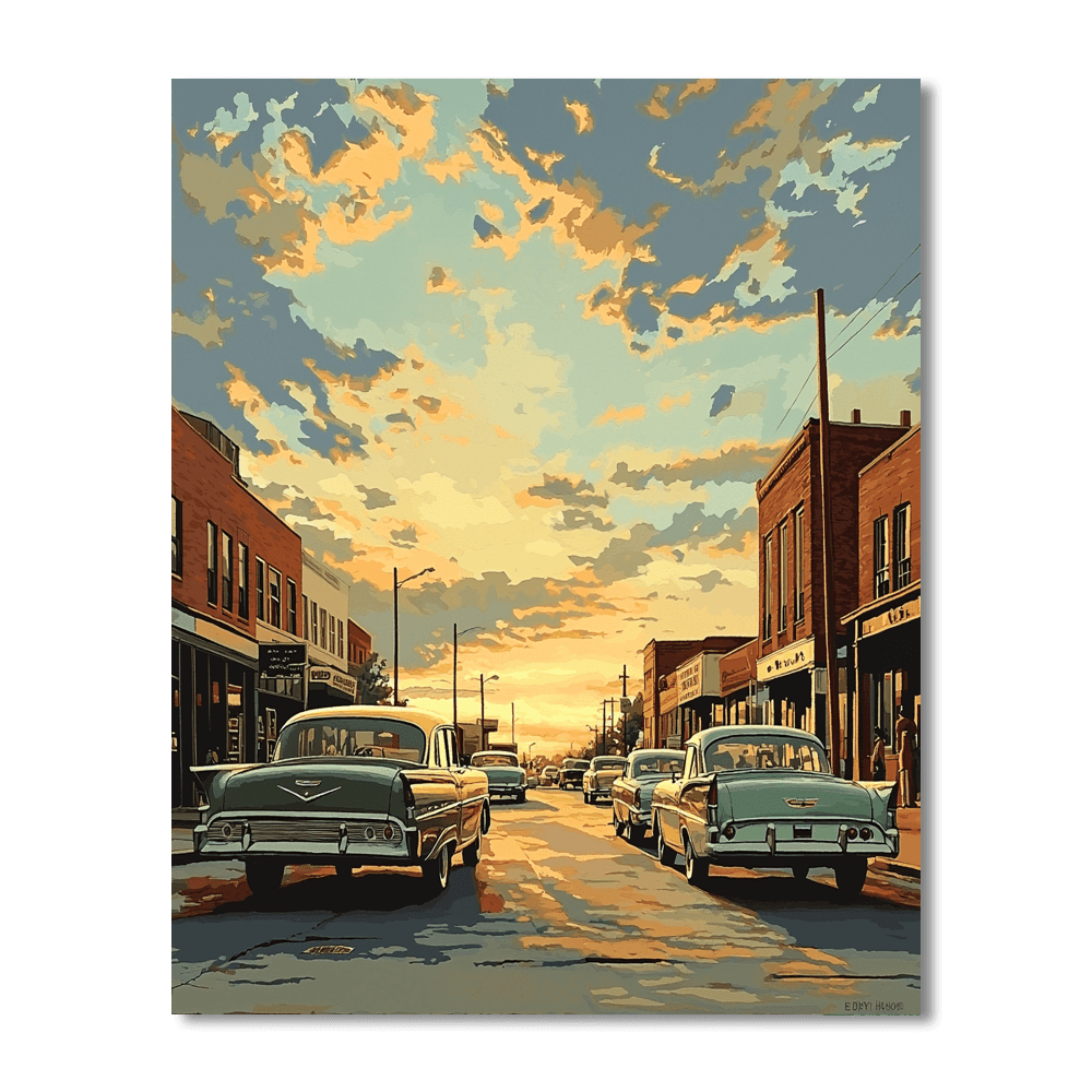 Hopper Inspired Vintage Automobile Wonders  Painting By Numbers Kit